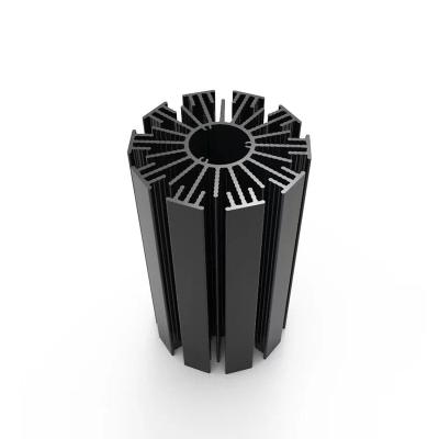 China Custom Radiator CNC Machining Round Black Anodized Extrusion Profiles Aluminum Radiator Enclosure for sale