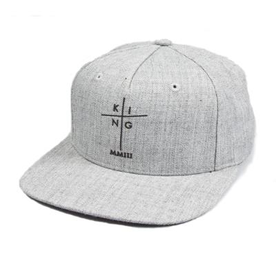 China COMMON Hat Loose Flat Brim Heather Gray Snapback Embroidery 5 Panel Hat for sale