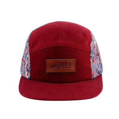 China JOINT Both Sides Printed Design Customized 5 Panel Camper Strapback Hat for sale