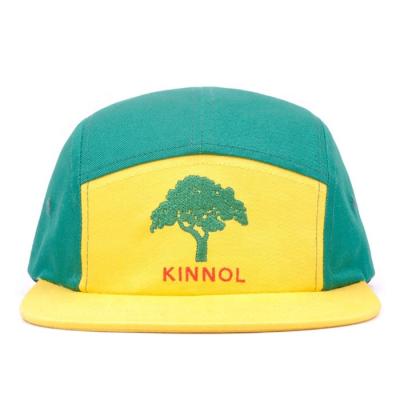 China JOINT Custom Nylon Camper Hat 5 Panel Bill Flat Baseball Hat With Embroidery Logo for sale