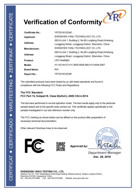 FCC - Shenzhen Yanli Technology Co., Ltd.