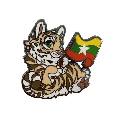 China Europe Black Nickel Plated Tiger Enamel Pin Custom 1.5 Inch Hard Enamel Pins for sale