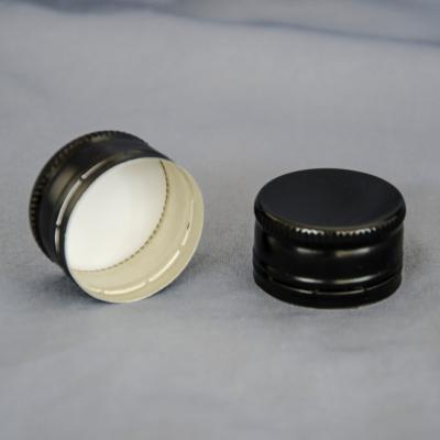 China Spill No. 2818 Customized Aluminum Screw Cap Cover For Whiskey Bottle Finish Bottle Covers Pilfer Caps for sale