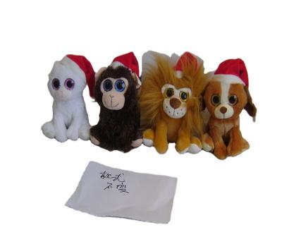 China Lovely Customized Stuffed Christmas Plush Toy Cat/Monkey/Lion/Dog Four Animal Toy With Big Cartoon Eyes for sale