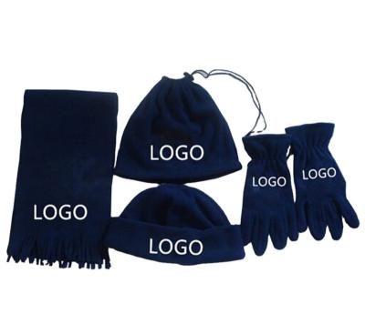 China COMMON Adult's Promotional Customized Superfine Fleece Hat, Scarf, Glove Set With Printing Logo for sale