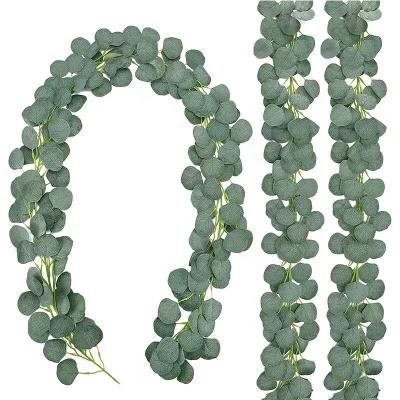 China Decoration/Gifts Faux Silk Eucalyptus Garland Vine Leaf Green Leaf Garland HC2203 Wedding Background Arch Wall Decoration for sale