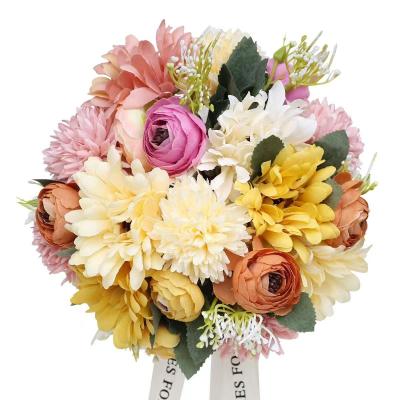 China Wholesale Decorative Artificial Flower Bouquet HC2056 Rose Brides Holding Artificial Rose INS Bouquets Wedding Bouquets for sale