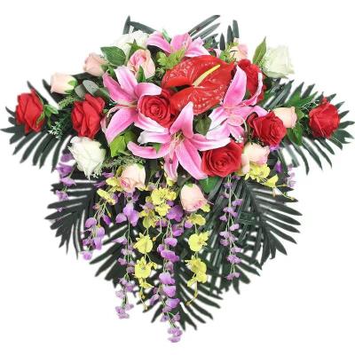 China HC2126 Artificial flower flower arrangement conference table desk decoration simulated flower row mounted lily hydrangea leaf wedding table decoration decorative flower for sale