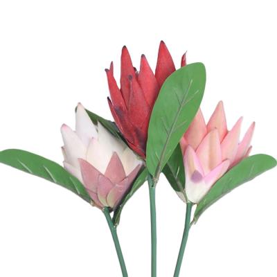 China Artificial Imperial Flower For Wedding And Christmas Decoration HC1889 Wholesale Simple Royal Protea 40cm Artificial Flower For Wedding Home Decoration for sale