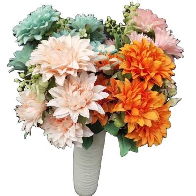 China European and American high quality hot sale artificial flower 10 fork artificial flower and tree products HC2103 dahlia wedding stage home decoration for sale