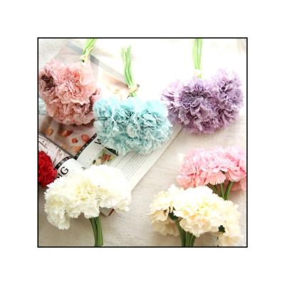 China Artificial Silk Carnation Fabric Package Carnation Gifts HC1402 Flower Bouquet Group Silk Decoration/Mother's Day Decoration Gift Wholesale for sale