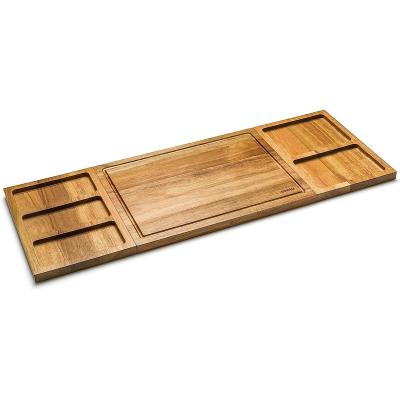 China Sustainable Large meal preparation with wooden chopping board and wooden belt storage in the kitchen wood cutting board set for sale