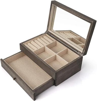 China Recyclable wooden packing jewelry gift wood box with many compartments for sale