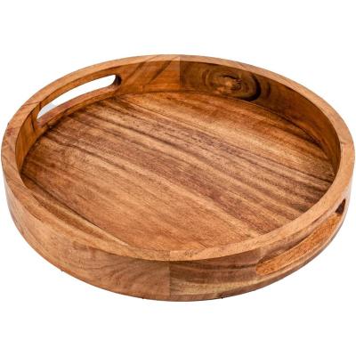 China Sustainable Bar dress-up drinks and food living Room Home Acacia wooden tray with handle for sale