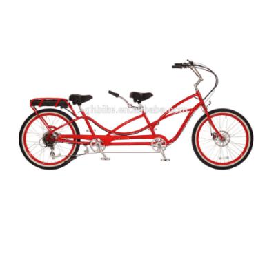 China Steel bicycle tandem style two seat pedal electric e-bike for sale 36V 400W lithium battery for sale