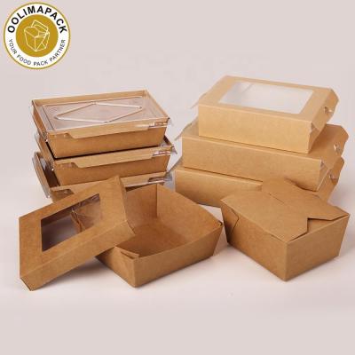 China Food Size Custom Logo Printing Disposable Caterer Recycle PLA Kraft Paper Lunch Food Box Packaging for sale