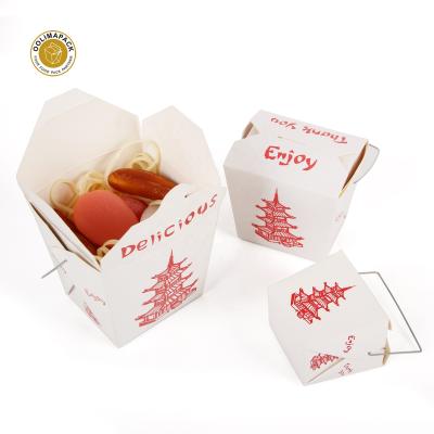 China Chinese Manufactured Biodegradable Food Box Container PLA Coated Biodegradable Paper Noodle Box With Handle for sale