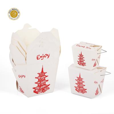 China Eco Friendly Custom Logo Biodegradable Foldable Disposable Pasta Box Noodle Box With Handle for sale