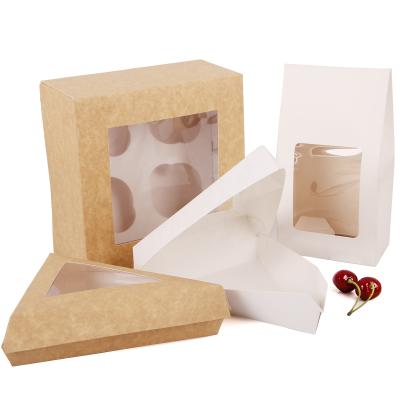 China Biodegradable Biodegradable Bakery Package Take Away Kraft Paper Container Cake Box for sale