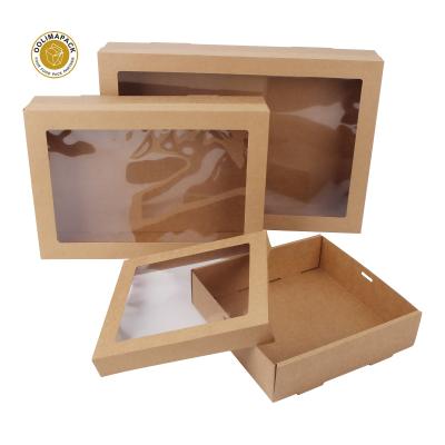 China Big Lid And Bottom Lid Biodegradable Separate Kraft Paper Cake Box for sale