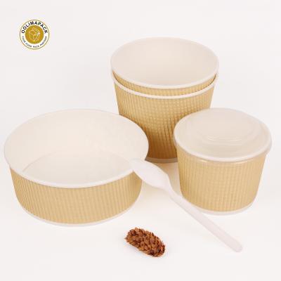 China Biodegradable Disposable Wrapping Paper Fast Food Box Bowl Takeout Paper Cup For Soup for sale