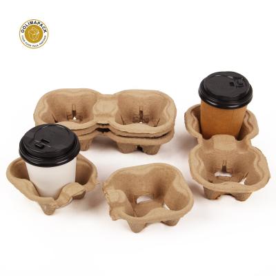 China Biodegradable Disposable Eco Friendly Paper Cup Holder Recyclable Catering 4 Cup Beverage Carrier Wholesale for sale