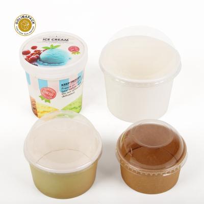 China Logo Printing Disposable Eco Friendly Biodegradable Ice Cream Custom Paper Cup With Dome Lid for sale