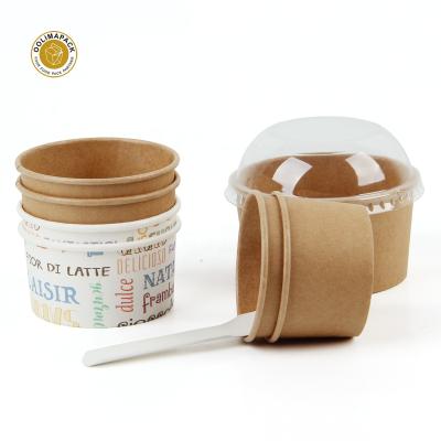 China Biodegradable Food Grade Yogurt Container Round Bottom Ice Cream Cup With PP Lid And Spoon for sale