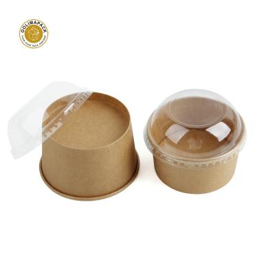 China Biodegradable Takeaway Food Dessert Ice Cream Smoothie Packaging Eco-Friendly Paper Cup With Lid Free Sample for sale