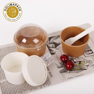 China Customized Biodegradable Ice Cream Paper Compostable Packaging Biodegradable Ice Cream Cup With Paper Spoon for sale