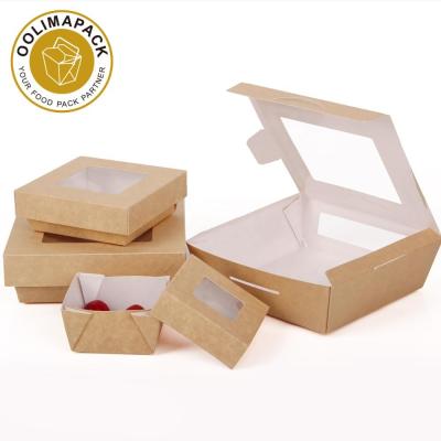 China Custom Printing Salad Logo Take Out PLA Kraft Paper Salad Box With Window for sale