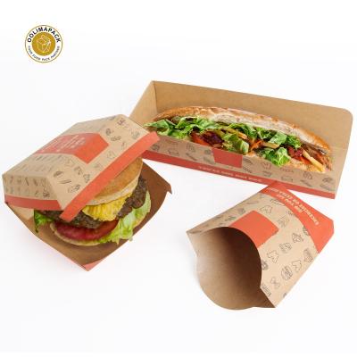 China Wholesale Biodegradable Take Out Custom Printed Fast Food Paper Container French Fries Chicken Burger Salad Packing Box for sale