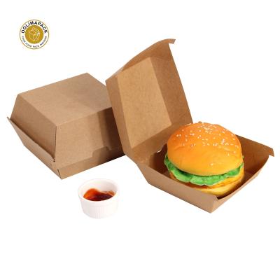 China Biodegradable Reclaimed Material Fast Mini Hamburger Packaging Box for sale