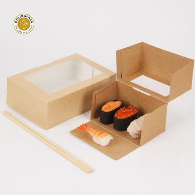 China Biodegradable Biodegradable Sushi Paper Box With Window Custom Takeout Boxes For Sushi for sale