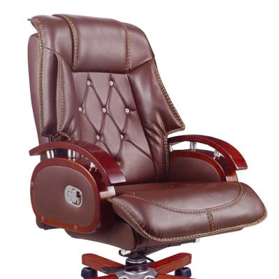 China (Height)Adjustable Luxury Office Chairs Executive Classic Ergonomic High Back Leather Office Chair With Nylon Base for sale