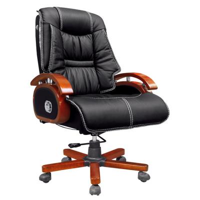 China (Size) Office Boss Genuine Leather Manager Chair Adjustable PU Leather High Back Chair With Foot Rest for sale