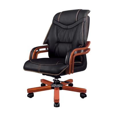 China (Size)Adjustable PU Leather Executive Office Chairs Swivel Chair Leather Office Without Wheels for sale