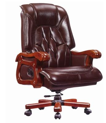 China (Size) Good Quality PU Armrest Executive Office Full Leather Adjustable Chairs Without Wheels With Footrest for sale