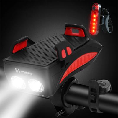 China ABS Engineering Picosecond Plastic Silicone 400 Lumen Multifunctional Bike Light With Phone Holder Bicycle Peak 2000/4000mAh Power Bank Recycling Flashlight for sale