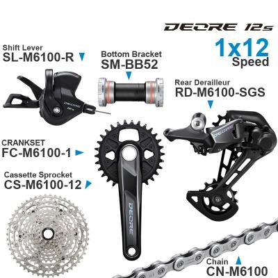 China ALLOY DEORE M6100 m6000 Bicycle Groupset Clutch Cassette Sprocket Chain CRANKSET 1x12 Speed ​​Bracket Rear Parts For MTB Bike for sale