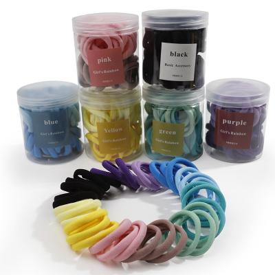 China Hair Care Wholesale 50pcs Nylon Seamless Elastic Hair Ties High Stretch Candy Color No Crease Hair Bands Accessories For Women Girls for sale