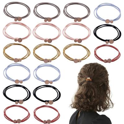 China Hair Care Elastic Rubber with Metal Circle Beads Hair Ties,Bracelet Hair Band for Thick Hair Holder Rope,Hair Accessories for Women Girls for sale