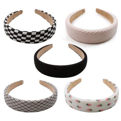 China Non-slip Fashion Big Wide Fabric Headbands Pattern Soft Cloth Head Bands Sponge Hair Bands Hair Loops Accessories For Women And Girl for sale