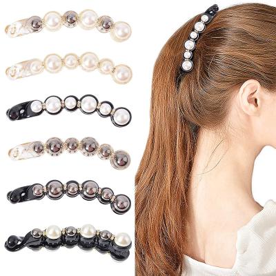 China Hair Care Pearl Banana Hair Clips French Barrettes Jaw Clips for Thick Fine Hair Interlocking Hair Styling for Women and Girls for sale