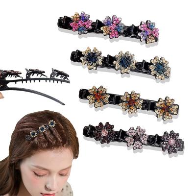 China Hair Care Clip with Double Layer Braided Hair Clips Sparkling Rhinestone Hair Twister Hairpin Accessories for Women Girls Hair Styling for sale