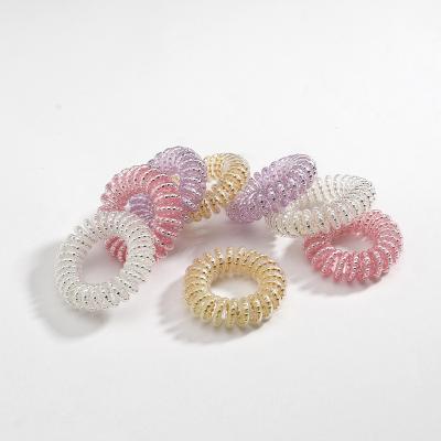 China Hair Care Ladies' Spiral Hair Ties Elastics Hair Band Multiple Colour Waterproof Phone Cord Hair Scrunchies Coils Accessories for sale