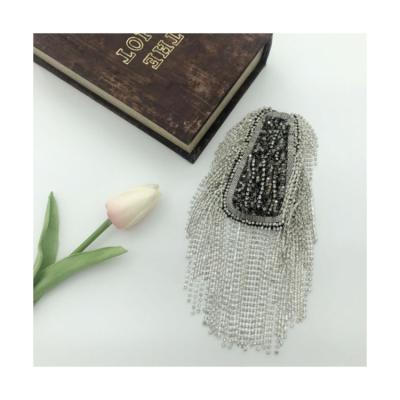 China New Arrival Clothing Decoration Square Copper Mesh And Chain Tassel Epaulettes for sale