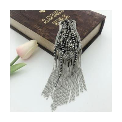 China High Quality Modern Decoration Art Copper Mesh And Tassel Tie Chain Epaulets for sale