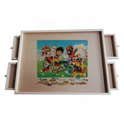 China Children's Learing Toys Jigsaw Board Folding Jigsaw Jigsaw Puzzle Board Sorting Table 4 Drawers Children Jigsaw Board Adults Wooden Jigsaw Puzzle Table for sale