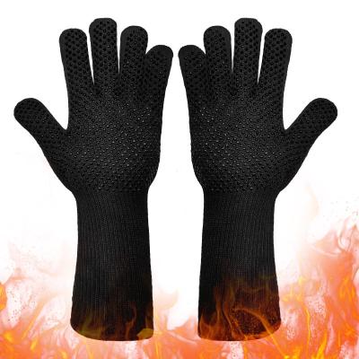 China Handschuh Grillhandsch BBQ Cotton Silicone Oven Mitts Glove Extreme Heat Dotted Glove Grill BBQ Glove for Cooking Baking for sale